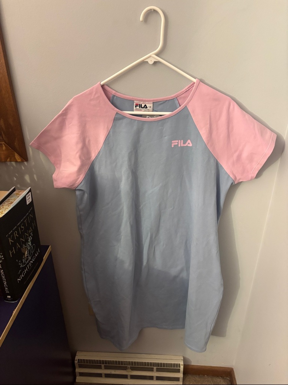 FILA Light Blue Tee Dress with Pink Raglan Sleeves
